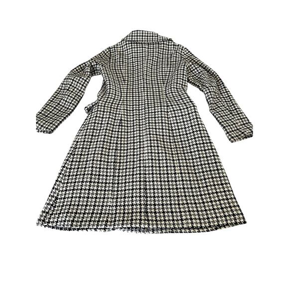 Vintage Houndstooth Check Coat Fully Lined Collar Dress Knee Length Handmade - Picture 4 of 14
